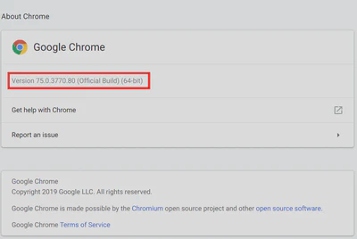 Chrome's version