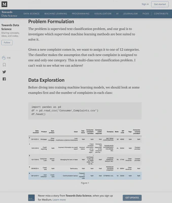 Towards Data Science article in Normal mode